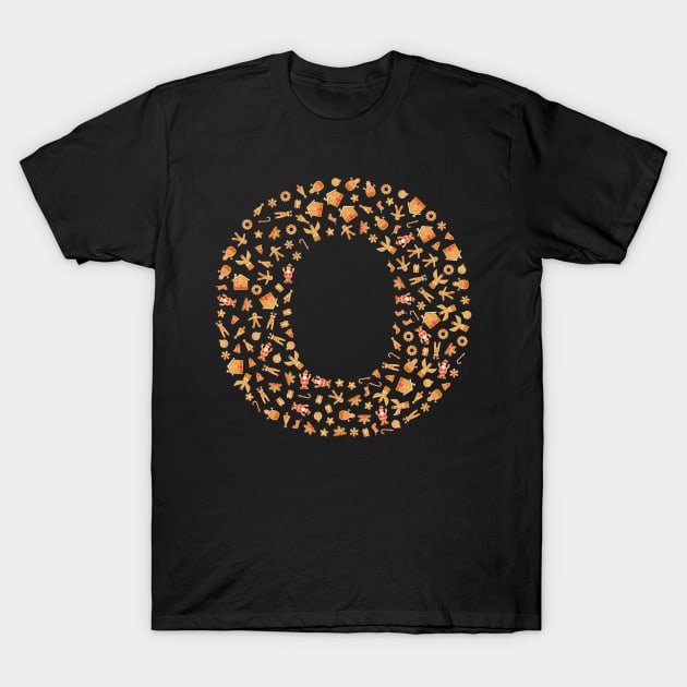 Letter O Initial Christmas Decorations Gingerbread T-Shirt by Sanu Designs